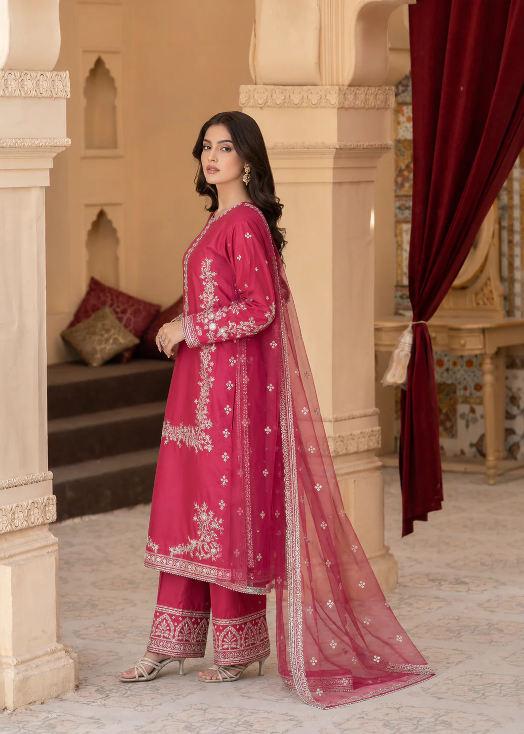 Rose Allure – Embroidered 3-Piece Lawn Suit