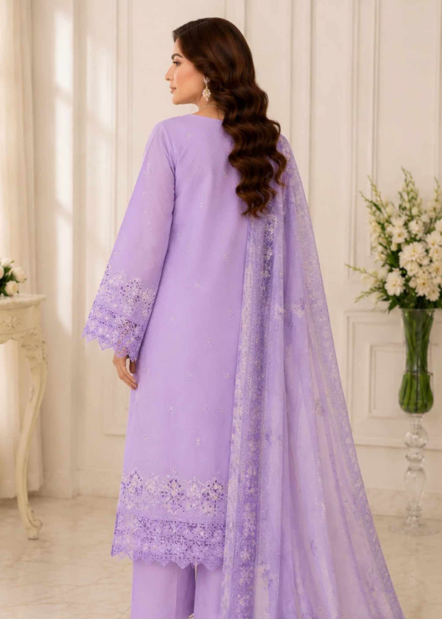 Lavender Charm – Embroidered 3-Piece Lawn Suit