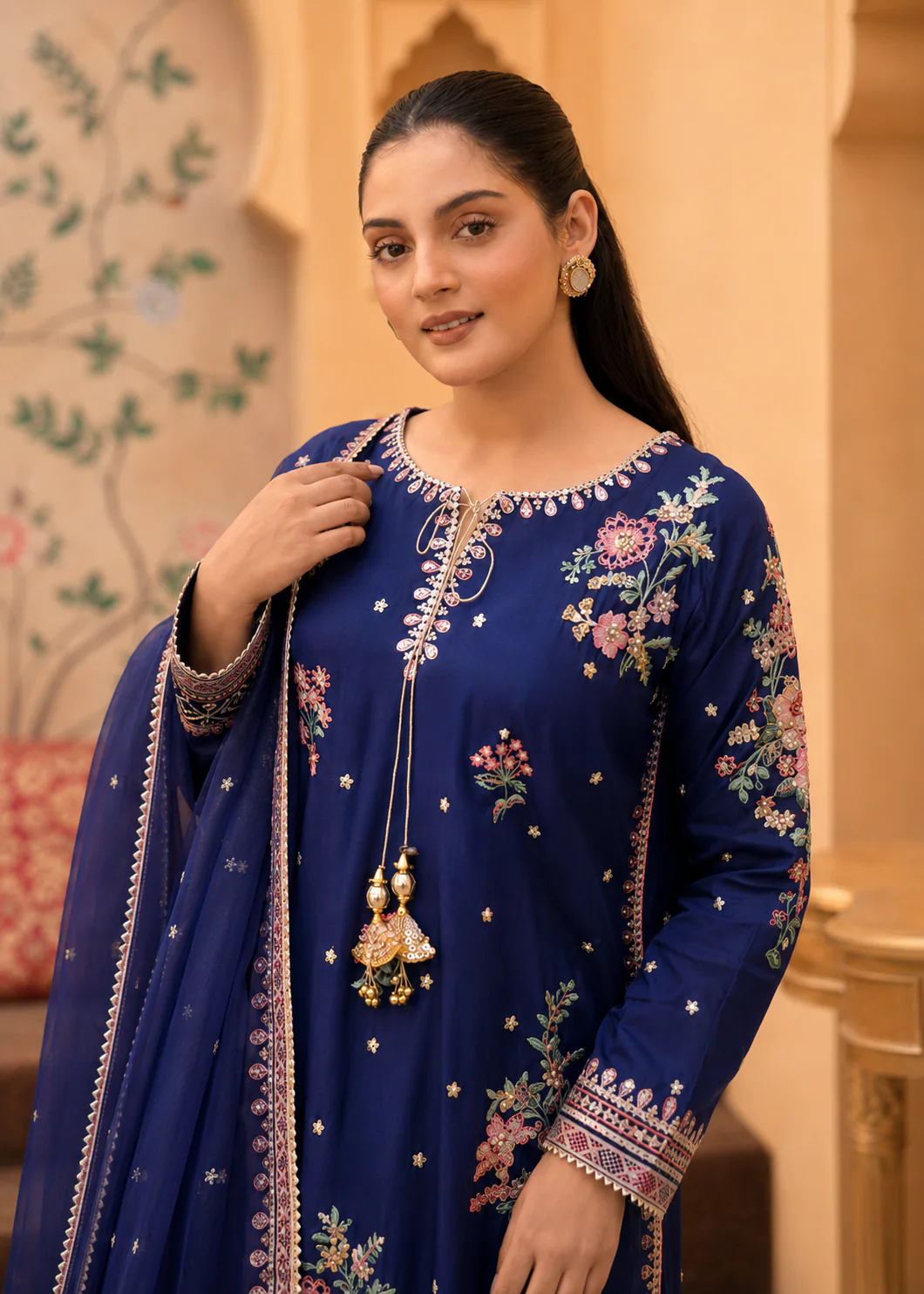 Midnight Bloom – Embroidered 3-Piece Lawn Suit