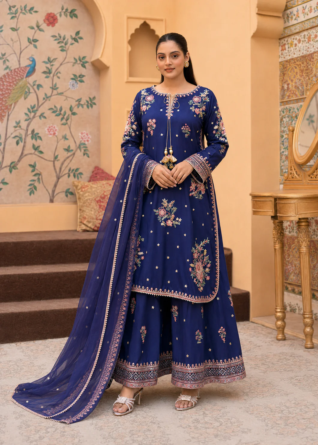 Midnight Bloom – Embroidered 3-Piece Lawn Suit