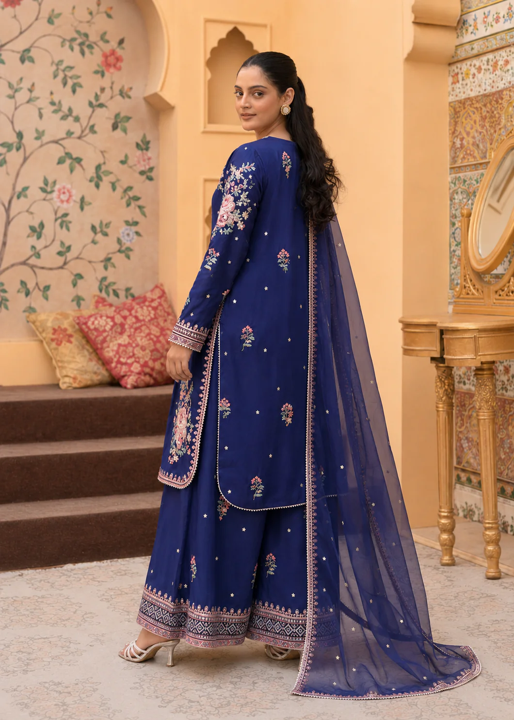 Midnight Bloom – Embroidered 3-Piece Lawn Suit