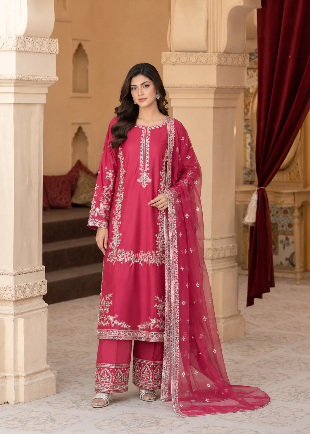 Rose Allure – Embroidered 3-Piece Lawn Suit