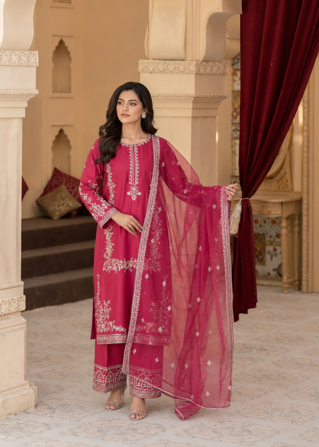 Rose Allure – Embroidered 3-Piece Lawn Suit